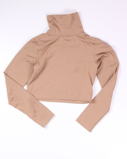 Tan  Cropped Turtleneck, M