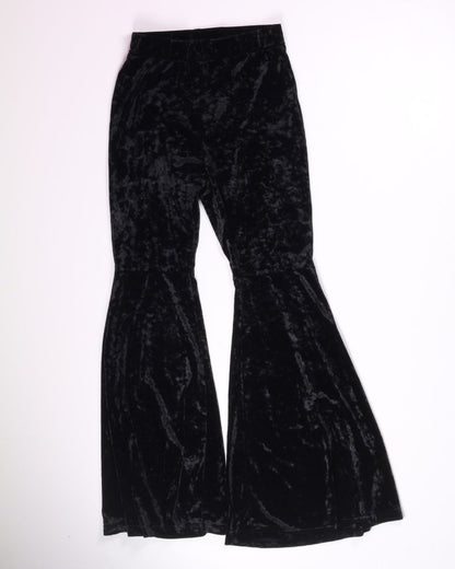 Black Shein Velvet Flared Pants, S