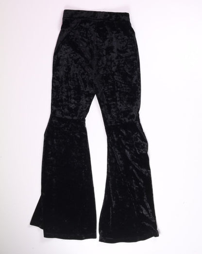 Black Shein Velvet Flared Pants, S