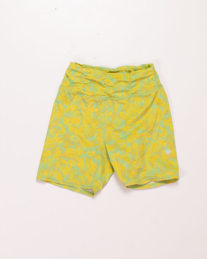Green/Yellow LA Hearts Bike Shorts, XS