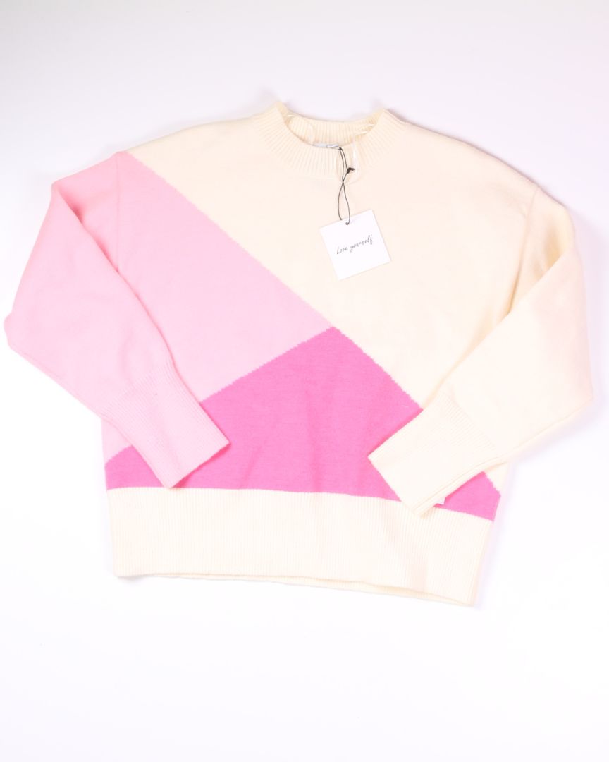 Cream/Pink Grace + Karma Sweater, L