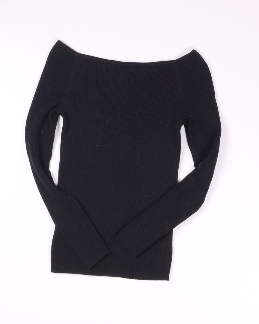 Black Old Navy Ribbed Off-the-Shoulder Long Sleeve, XS