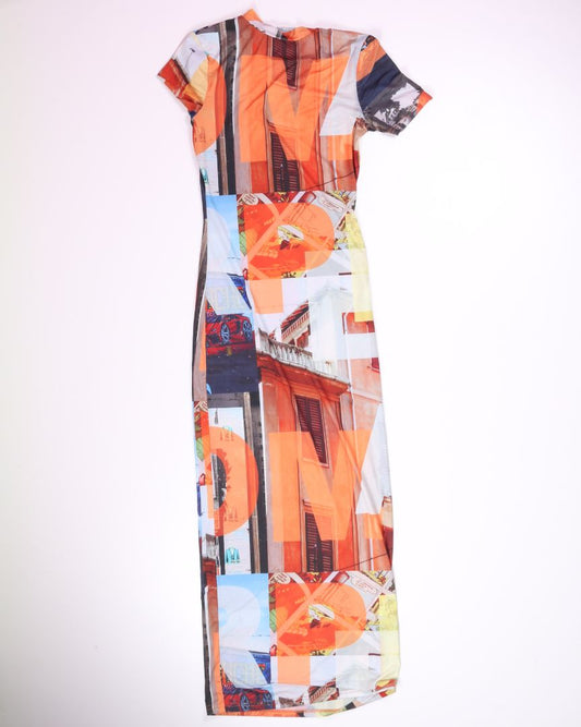 Orange/Blue Peppermayo Maxi Dress, 2