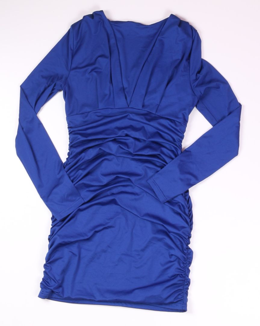 Blue Ruched Dress, M