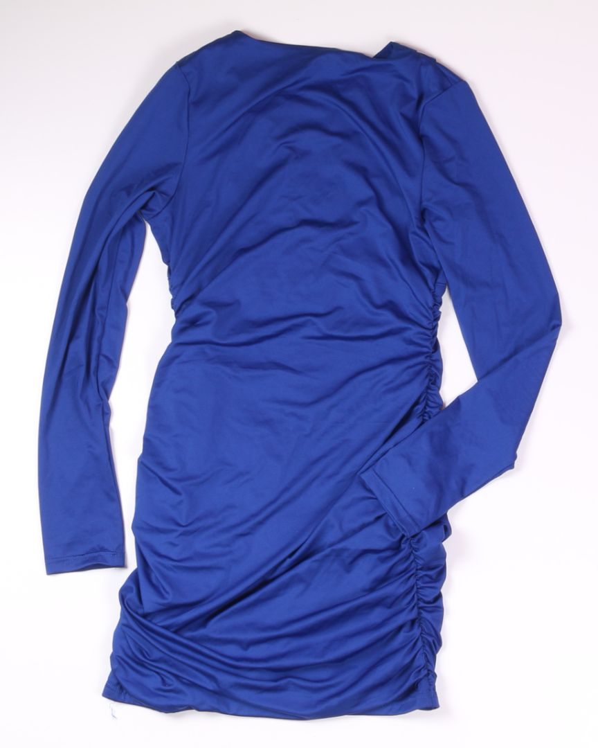 Blue Ruched Dress, M