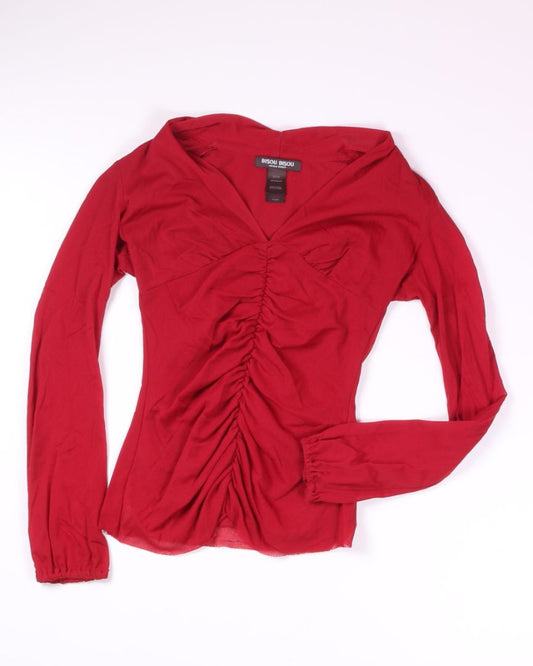 Red Bisou Bisou Y2K Long Sleeve, S