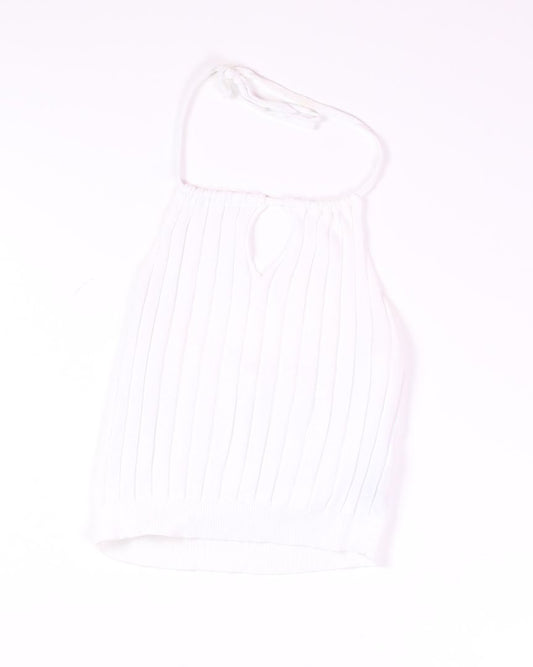 White Shein Halter Tank, M