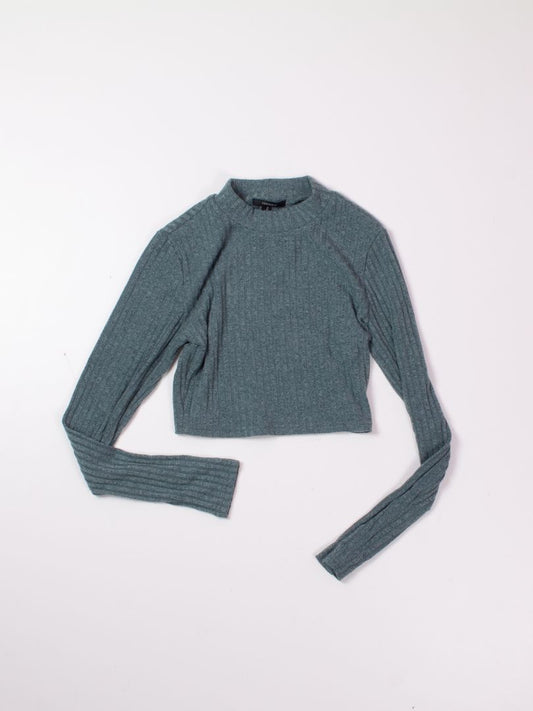 Green Forever 21 Ribbed Crop Top, M