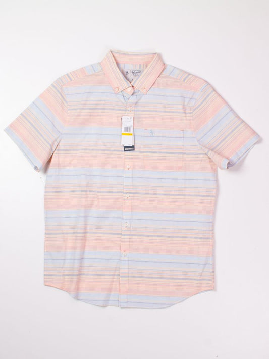 Pink/Blue Penguin Button Up Tee, M