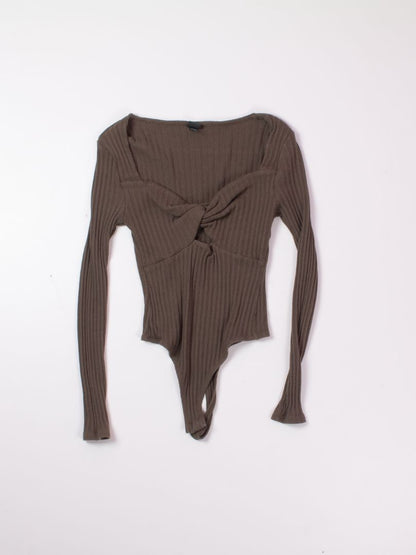 Green Wild Fable Ribbed Bodysuit, S