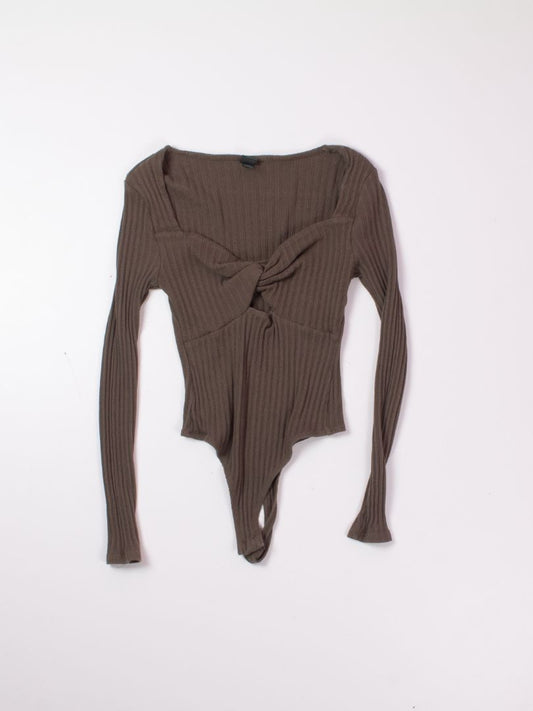 Green Wild Fable Ribbed Bodysuit, S
