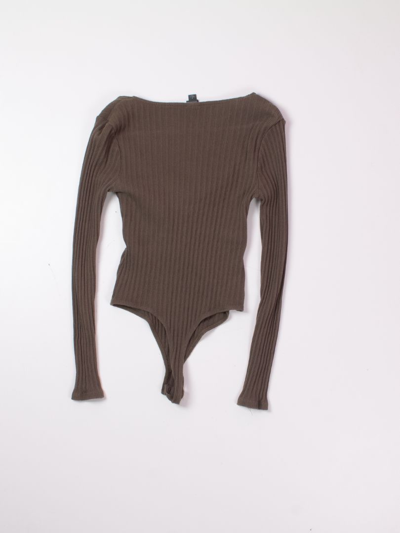 Green Wild Fable Ribbed Bodysuit, S