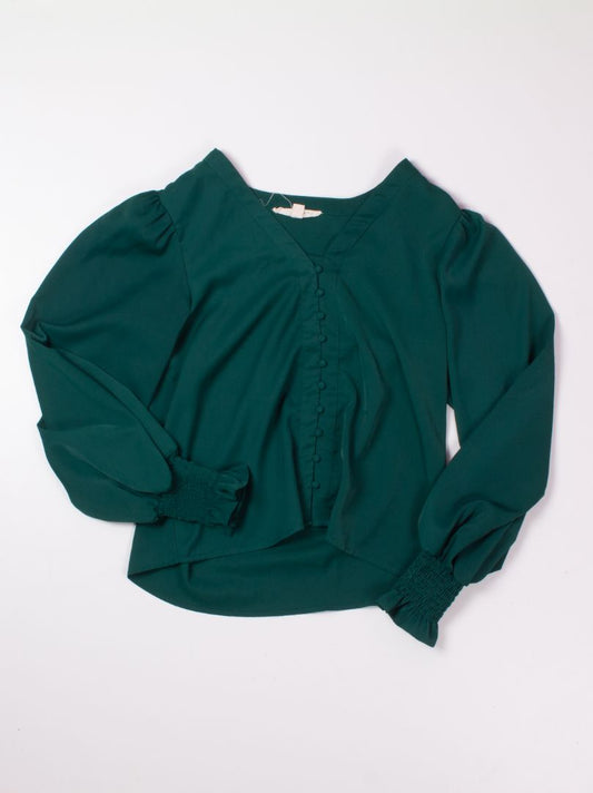 Green Vine & Love Button Up Blouse, S