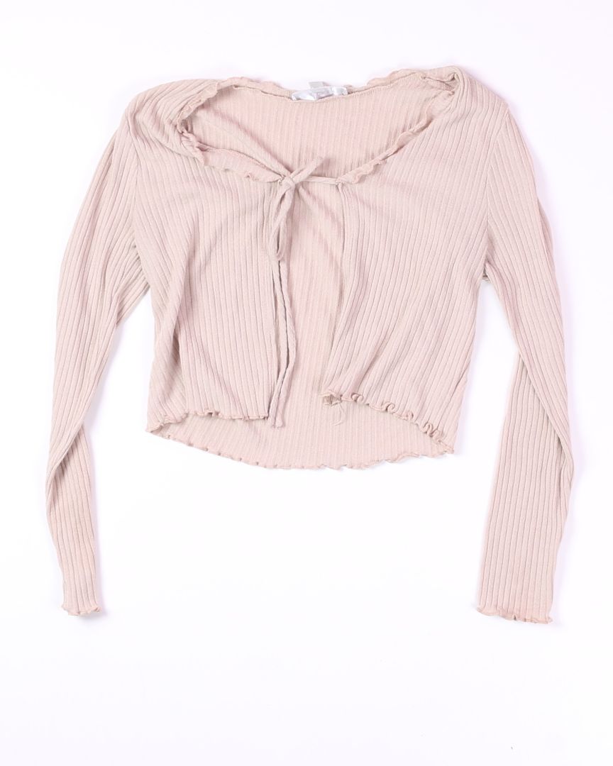 Beige Gaze Tied Long Sleeve, XS