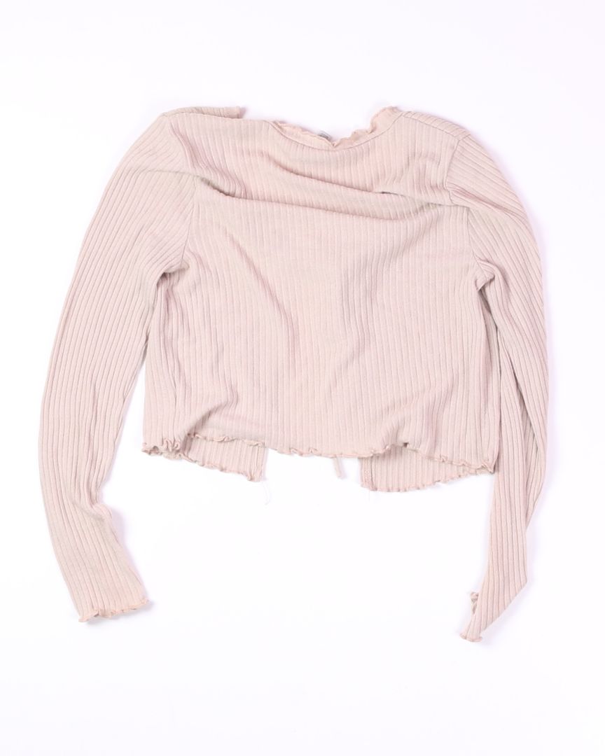 Beige Gaze Tied Long Sleeve, XS