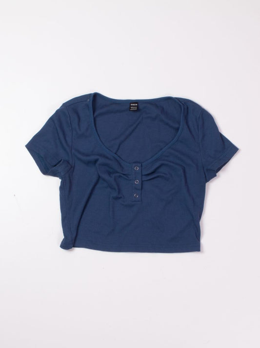 Blue Shein Buttoned Tee, L