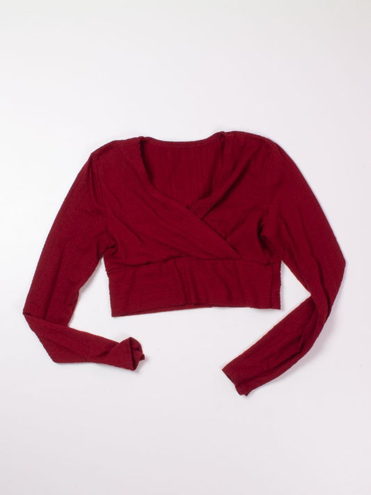 Red Shein Cropped Long Sleeve, L