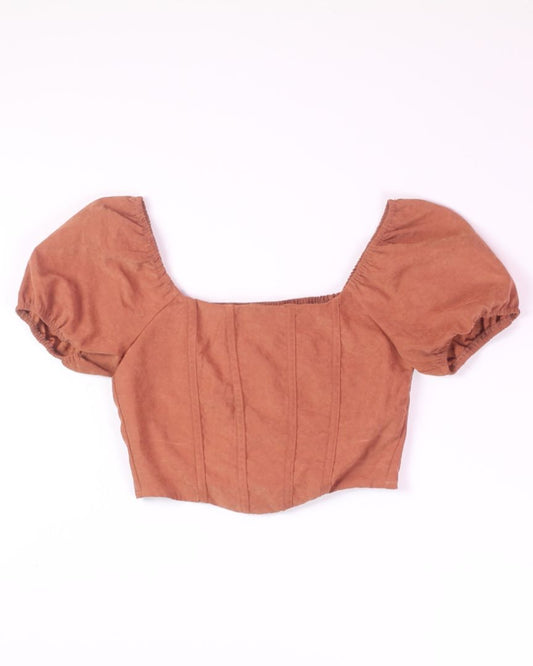 Brown Kirious Cropped Blouse, S