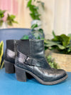 Black Crown Vintage Heeled Boots w Buckle, 8