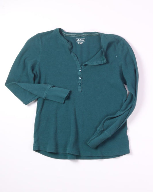 Green L.L. Bean Quarter Button Long Sleeve, S