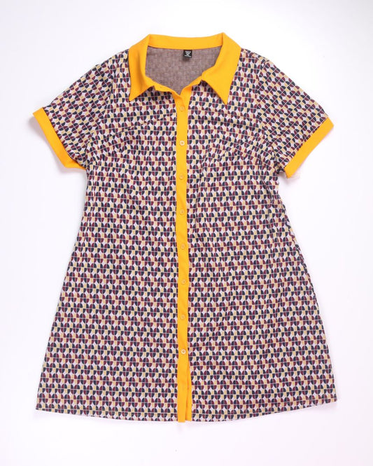 Yellow Multi Shein Buttoned Mini Dress, 3X