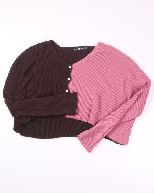 Brown/Pink Daisy Street Cropped Sweater, 22