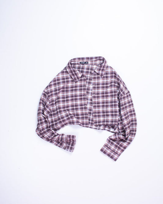 Brown Shein Cropped Flannel, 3X