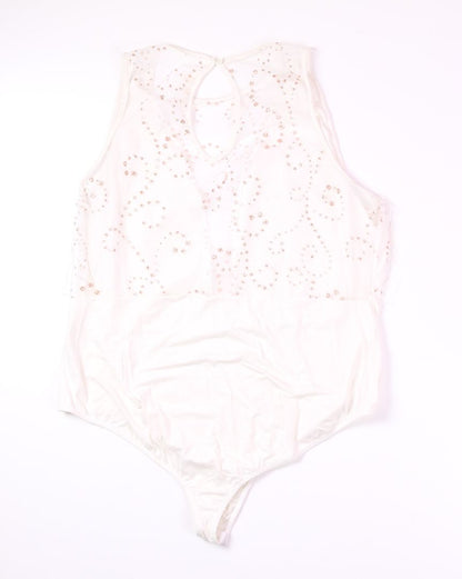 White Curvy Sense Tank Bodysuit, 3X