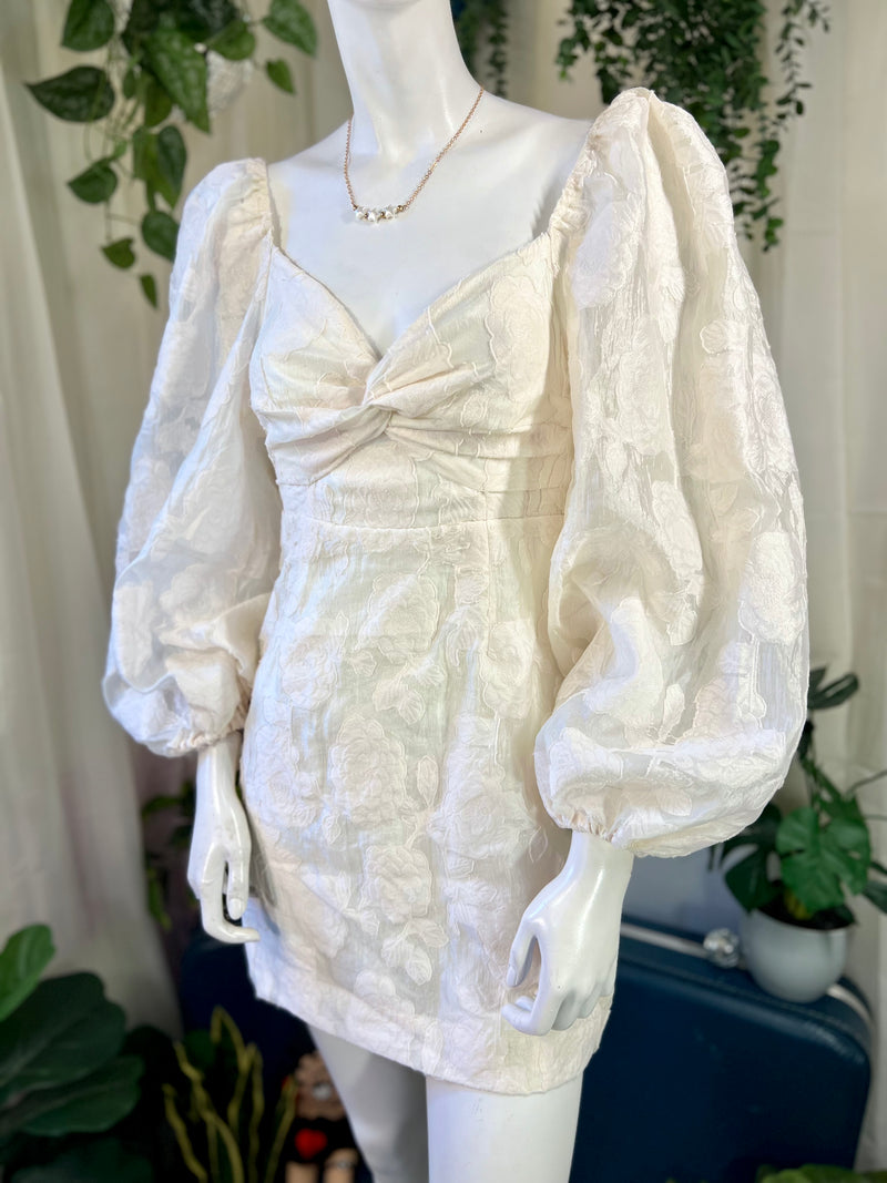 White Mable Puffsleeve Dress, S