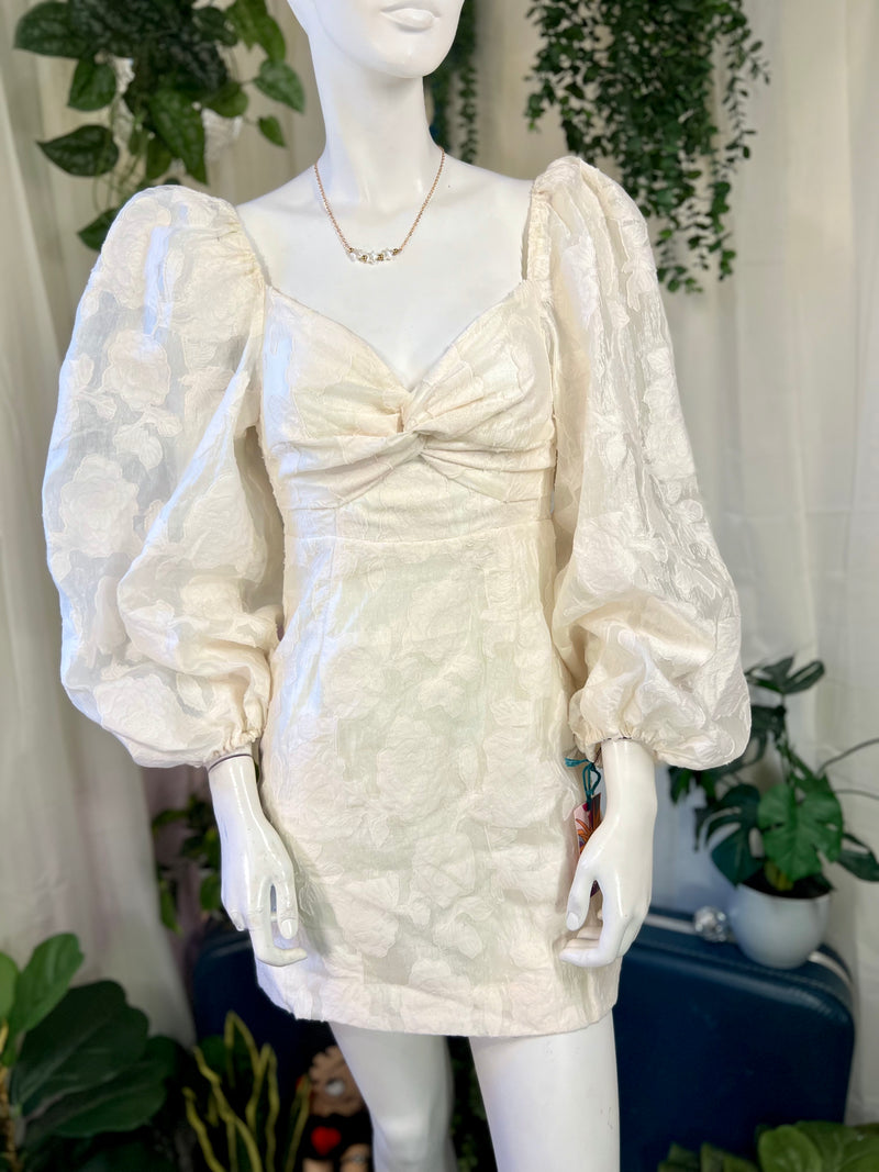 White Mable Puffsleeve Dress, S