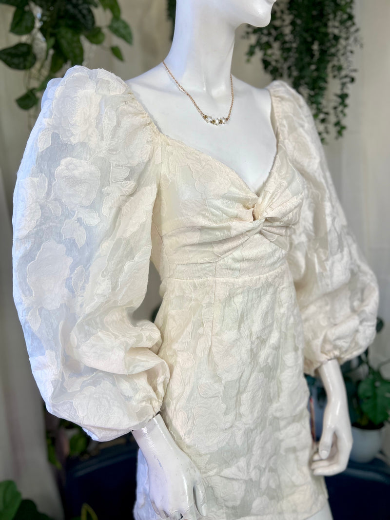 White Mable Puffsleeve Dress, S