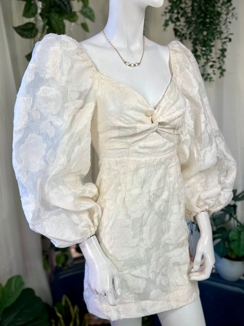 White Mable Puffsleeve Dress, S