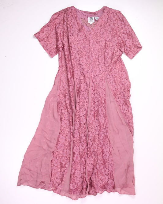 Pink Together! S/S Lace Midi Dress, 8