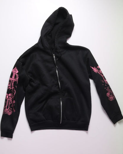 Black  Zip Up Hoodie, M