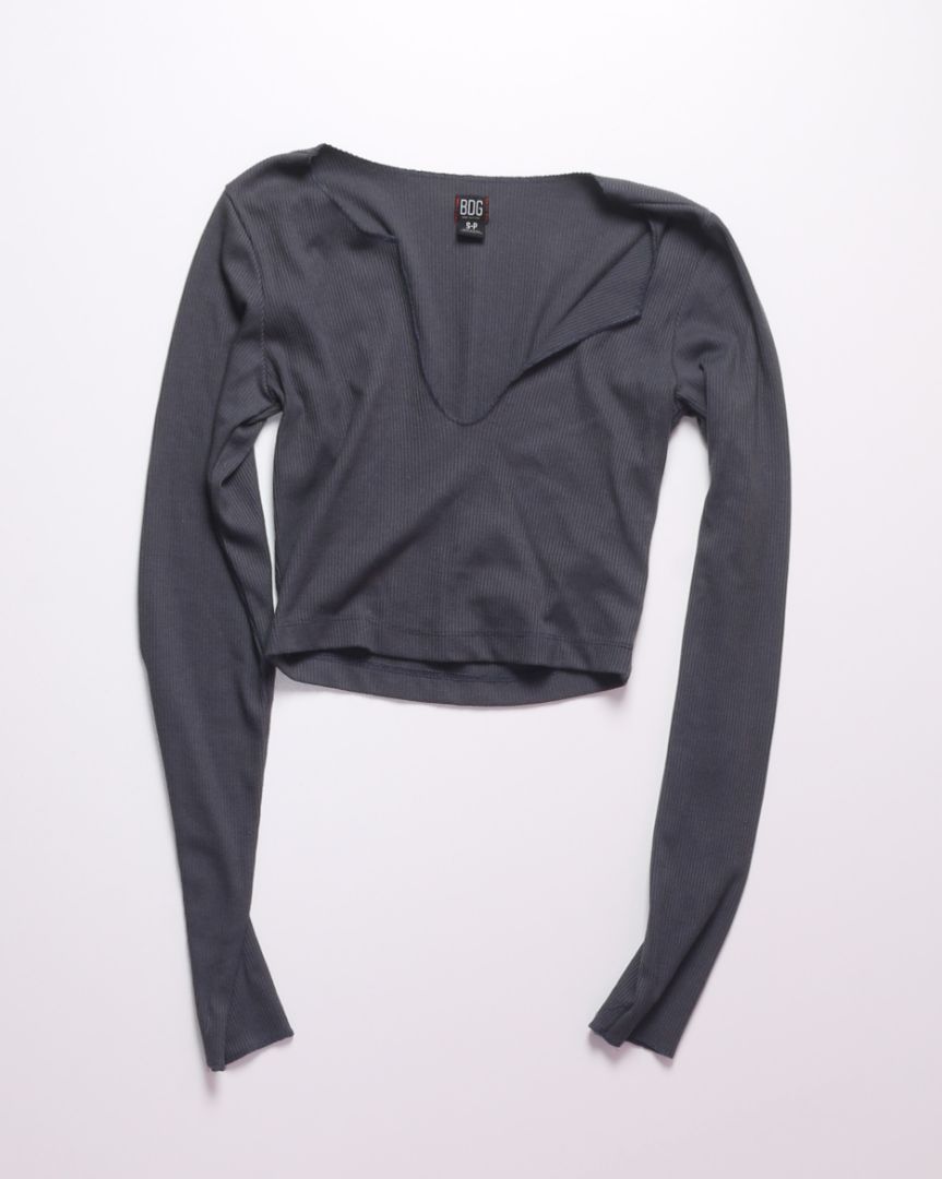 Gray BDG Cropped Long Sleeve, S