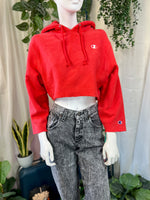 Red Champion Cropped Hoodie, XS