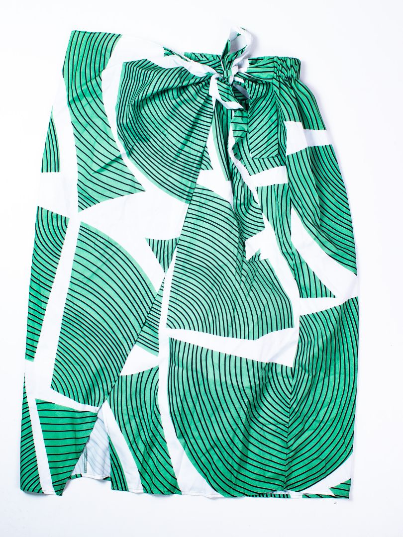Green/White Shein Maxi Skirt, 2X