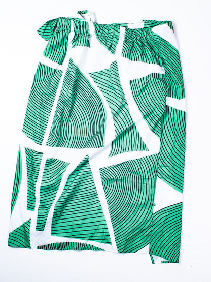 Green/White Shein Maxi Skirt, 2X
