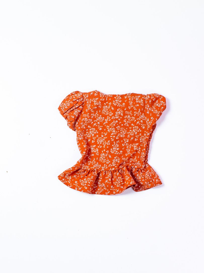 Orange Little Lass Button Up Blouse, 3T