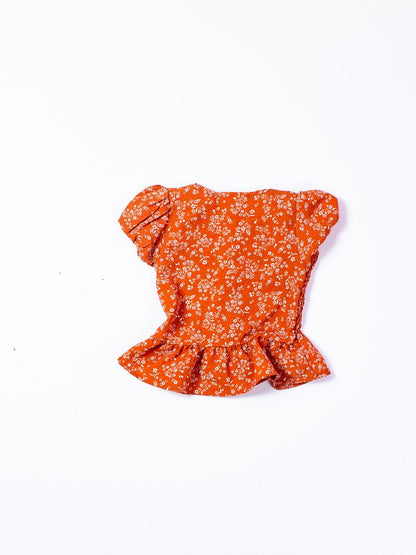 Orange Little Lass Button Up Blouse, 3T