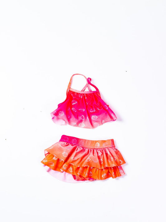 Pink/Orange Wave Zone Two Piece Swimsuit, 18M