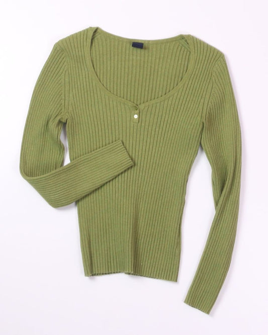 Green Gap Y2K Ribbed Top, M