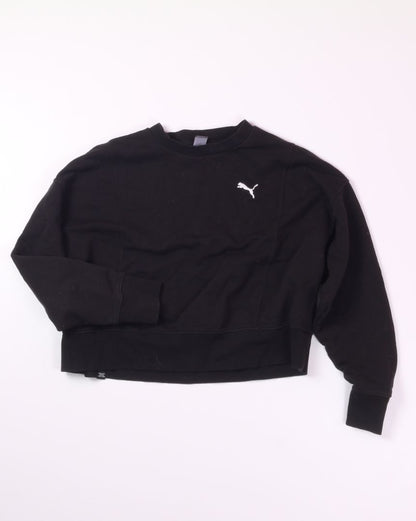 Black Puma Cropped Crewneck Sweatshirt, L