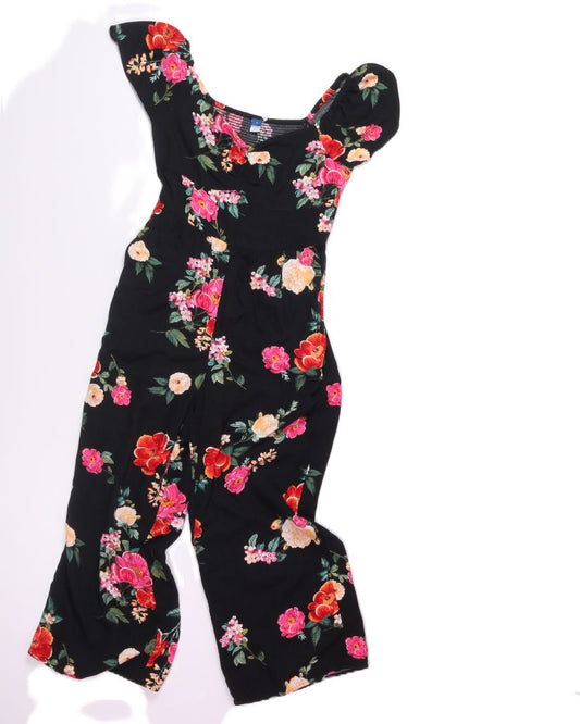 Black Old Navy Floral Jumpsuit, S