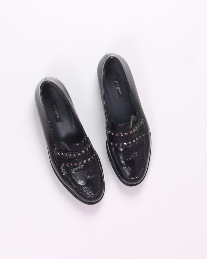 Black Paul Green Studded Loafers, 7