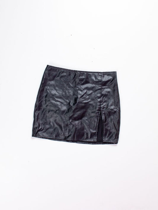 Black FashionNova Pleather Mini Skirt, M