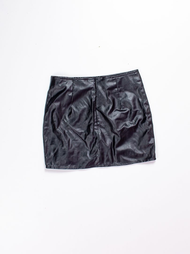 Black FashionNova Pleather Mini Skirt, M