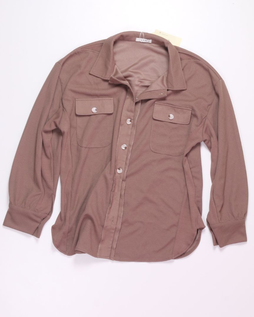 Brown UVN Button Up Long Sleeve, L