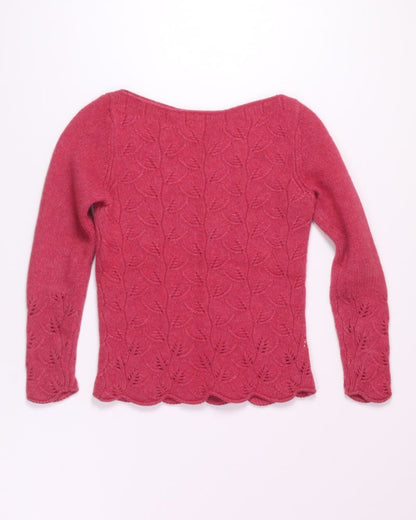 Pink  Vintage Wide Neck Sweater, S