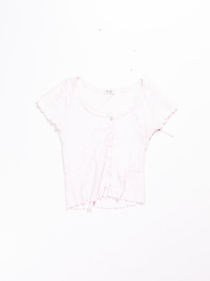 Pink John Galt Ribbed Tee, XS/S